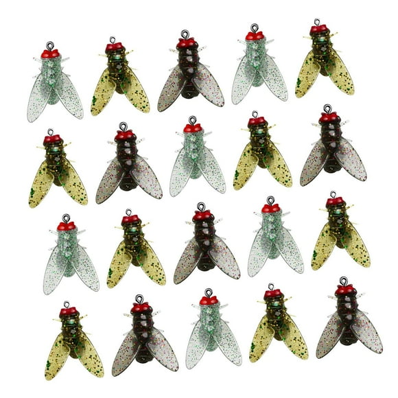 jinwen 20 Pieces Bionic Flies Fishing Lures Bass Lure for Sea Big Game Fishing Boat 8mm