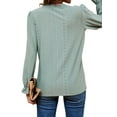 thumbnail image 5 of Hibeli Women Lace Trim V Neck Puff Long Sleeve Eyelet Solid Color Tops, 5 of 7