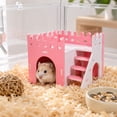 thumbnail image 6 of Small Pet Supplies, Princess Castle Hamster House, Two-Level Hamster Hideout, Dwarf Hamster Hideout with Pet Stairs, Wooden Chew-Proof 7X6X4 in Pink Cage Accessory, Ventilated, 6 of 7