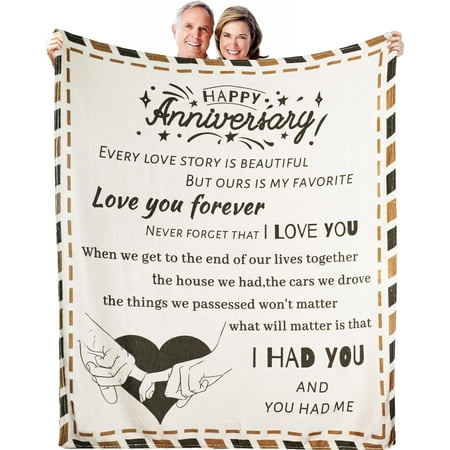 Wedding Anniversary Blanket Gifts for Her or Him Anniversary Marriage Gifts for Couple Romantic Gifts for Her Romantic I Love You Gifts for Wife Husband (60 * 80in)