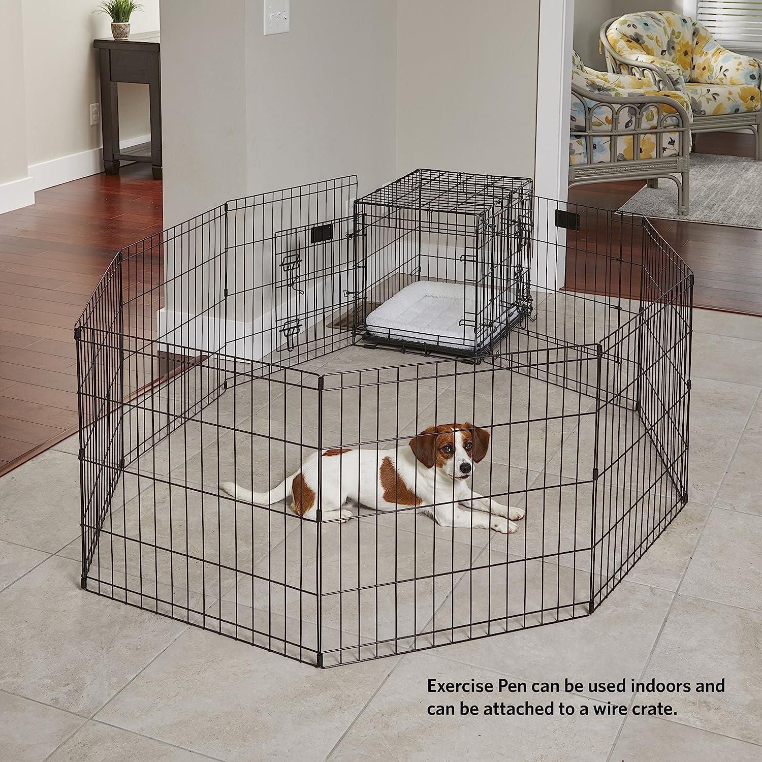 MidWest Black Exercise Pen No Door 8 Panel