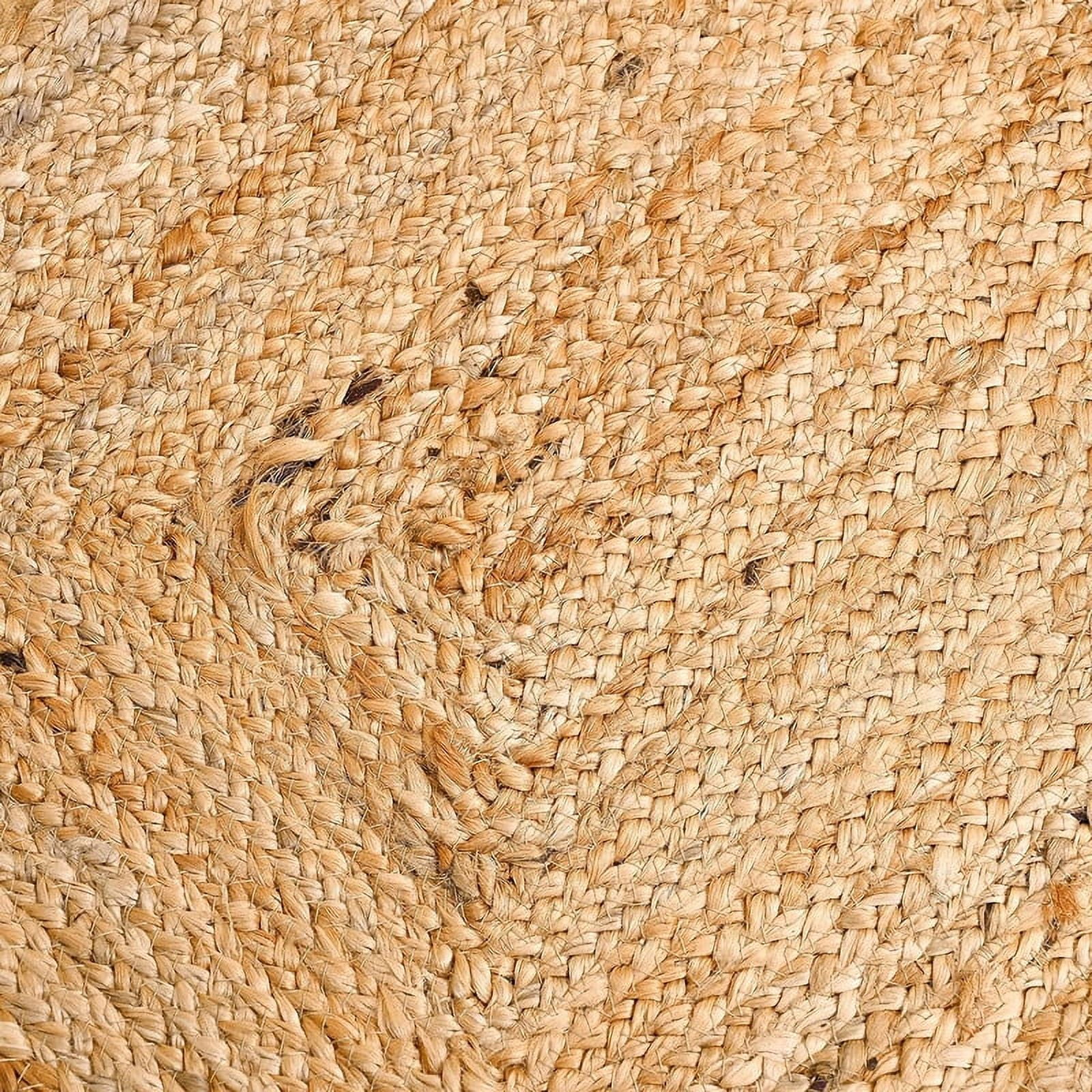KLAVATE Natural Jute Hand Braided Scalloped Area Rug