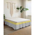 thumbnail image 2 of Yellow Grey Bed Skirt Queen Size 16" Drop Herringbone Abstract Ruffled Wrap Around Bed Skirts Adjustable Elastic Bedskirt Dust Ruffle for Queen Size Bed, 2 of 7
