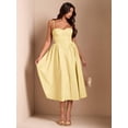 thumbnail image 5 of Vibrant Yellow Spaghetti Strap Fit & Flare Midi Dress For Party, Evening, Or Elegant Daywear, 5 of 7