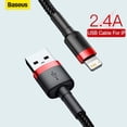 thumbnail image 2 of Baseus 2.4A Cable USB de carga rápida para iPhone 12 11 Pro Max Xs Xr X 8 Plus Cable para iPhone 7 SE ipad air mini 4 Cable cargador Tan Jianjun unisex, 2 of 2