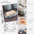 thumbnail image 2 of Chic Light Blue Polyresin Soap Dish with Draining Bamboo Insert - Versatile Soap Holder for Contemporary Home, 2 of 7