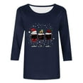 thumbnail image 4 of Fiaer Christmas T Shirts for Women V Neck Crew Neck Shine Glass Holiday Tee 3/4 Sleeve Fall Loose Fit Plus Size Fashion Casual Xmas Tops Navy2 M, 4 of 4