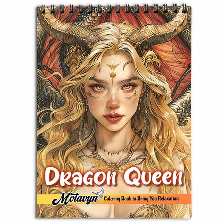 MOTAVYN Dragon Queen Coloring Book for Adults Spiral Bound Soft Cover