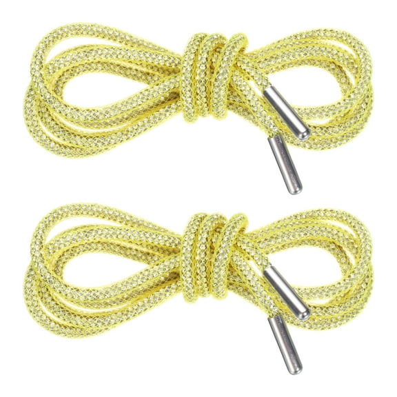 Uxcell 2pcs Rhinestone Shoe Laces with Net 55" Diamond Drawstring Cords Replacement for Sneakers, Lemon Yellow