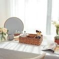 thumbnail image 5 of Multiuse Hand Woven Plastic Wicker Basket with Divider for Organizing,Rustic Farmhouse Bathroom Decor,Countertop Organizer Storage,14.4x6.1x4.3inches, 5 of 16