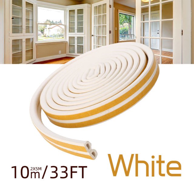 Tira de sellado autoadhesiva de 10 m, sello de puerta de ventana a prueba de colisiones, 9 x 6 mm (blanco) Sin marca Cintas adhesivas varias