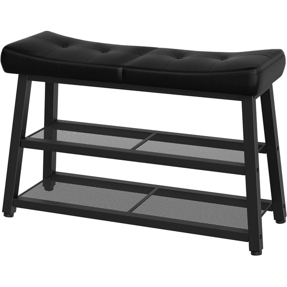 Shoe Bench, 3-Tier Shoe Rack, Entryway Bench with Storage and Cushion, for Hallway, Foyer, Bedroom
