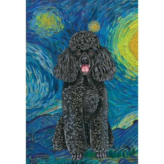 Poodle  Black - Best of Breed Van Gogh Garden Flag