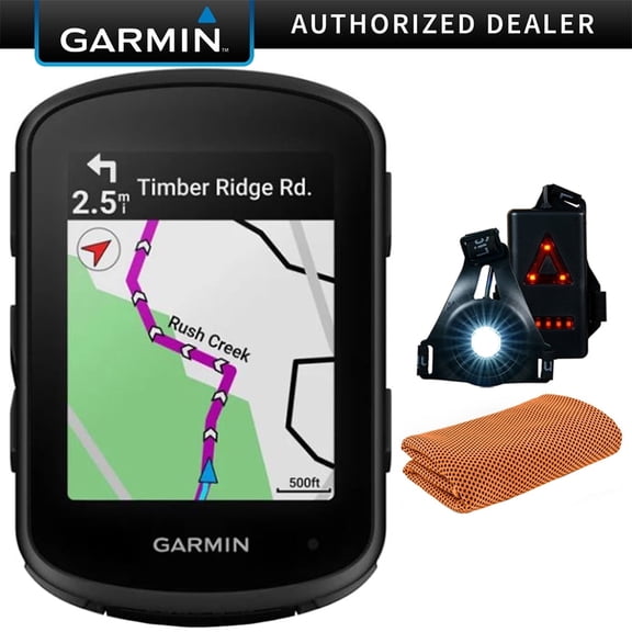 Garmin 010-02695-00 Edge 840, Compact GPS Cycling Computer, Device Only Bundle with Workout Cooling Sport Towel, Deco Essentials Wearable Commuter Front, Rear Safety Light| Official Garmin USA Dealer