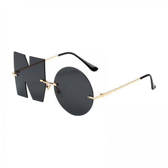yotijay 2xLetter No Sunglasses Streetwear Summer Sun Glasses for Party Vacation Black