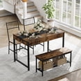 thumbnail image 3 of Dining mesa set para 4: small kitchen mesa con 2 sillas y bench, rectangular estilo rural style, space - saving con almacenamiento cajones in retro brown, 3 of 9