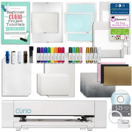Silhouette Digital Cutter Silhouette Curio Digital Crafting Machine with Large Base, Etching, Sketching, Emboss and More ()
