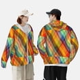 thumbnail image 4 of Balery Abstract Watercolors Tartan Sudadera ligera de manga larga con capucha y protección solar UPF 50+ para hombre y mujer, ideal para pesca y running-Medium, 4 of 7