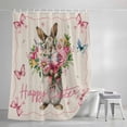 thumbnail image 4 of Easter Bunny Shower Curtain Set, Waterproof Shower Curtains for Bathroom, Cute Rabbits Spring Daisy Flowers Retro Beige Washable Fabric Bath Curtain for Bathtub Decoration with Hooks 48x72 Inches, 4 of 9