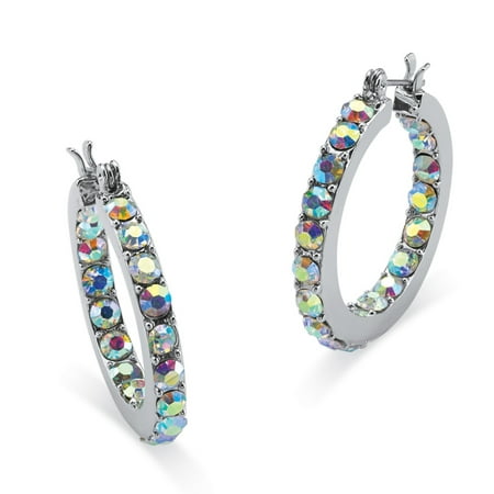borealis aurora earrings hoop silvertone crystal inside jewelry palmbeach palmbeachjewelry