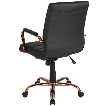 UPC: 0889142877110 | Flash Furniture Mid-back LeatherSoft Executive Swivel Office Chair Black LeatherSoft/Rose Gold Frame