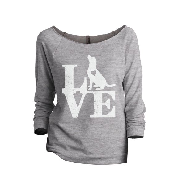LOVE Golden Retriever Dog Women's Fashion Slouchy 3/4 Sleeves Raglan Lightweight Sweatshirt Sport Grey Small