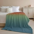 thumbnail image 3 of Burnt Orange Teal Ombre Flannel Throw Blanket for Couch,Lightweight Fleece Soft Cozy Bed Blankets for Boys Girls Adults Kids,Modern Abstract Art Aesthetics Personalized Car Blanket 39 x 59 Inch, 3 of 9