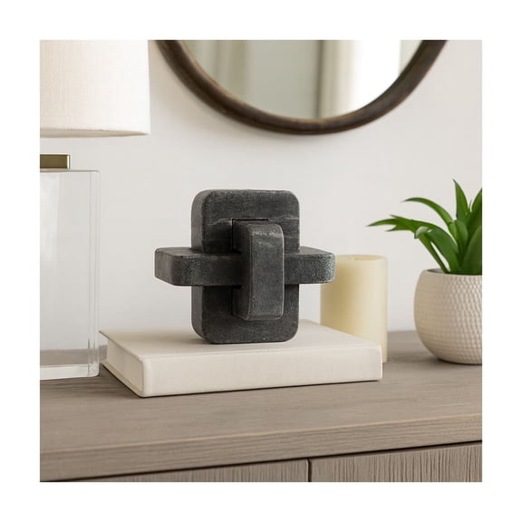 Marble Knot Sculpture for Living Room Decor - Tabletop Ornament for Coffee Table or Bedroom Decor - Decorative Home Accent for Bathroom, Office, Shelf, or Entryway Display - 5", Black