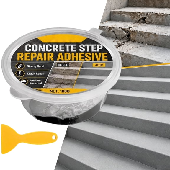 Concrete Step Repair Adhesive, Heavy Duty High Strength Bond & Quick Curing Formula for Steps, Walkways, Patios, Driveways & Concrete Repair