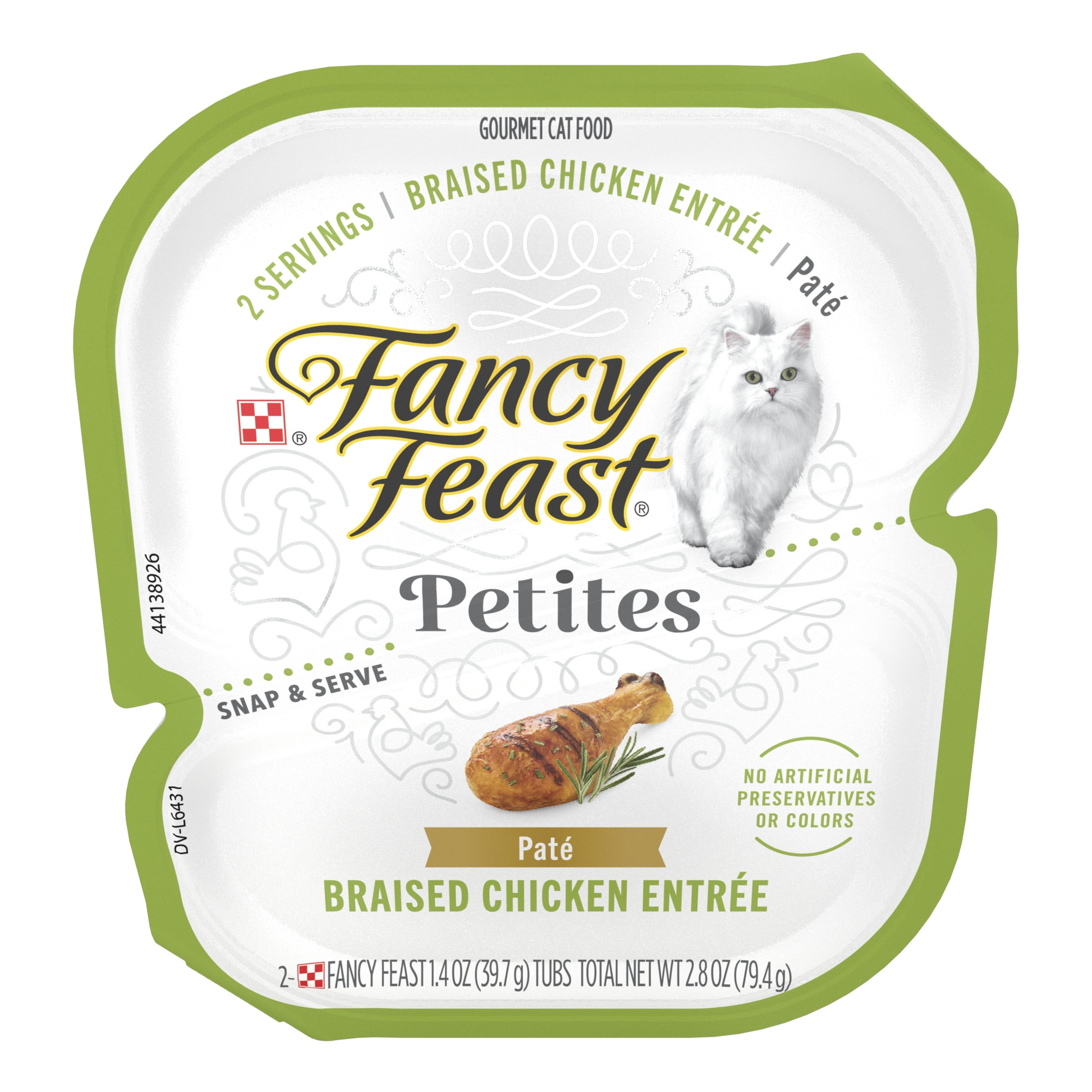 Fancy Feast Petites Chicken Pate Wet Cat Food, 2.8 oz Tub