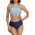 thumbnail image 1 of Mujer Traje de baño de Dos Piezas Rayas de Impresión Dark Blue-floral CH Dark Blue-floral CH Xishao ropa, 1 of 2