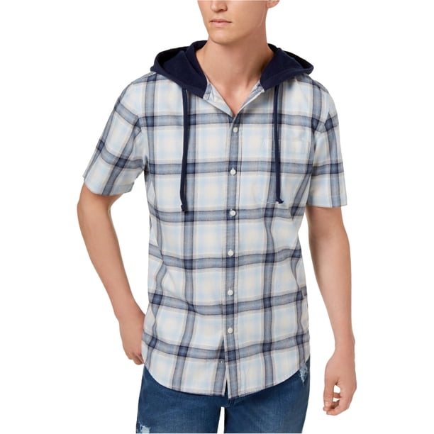 American Rag Camisa con botones Ian con capucha para hombre, azul, pequeña