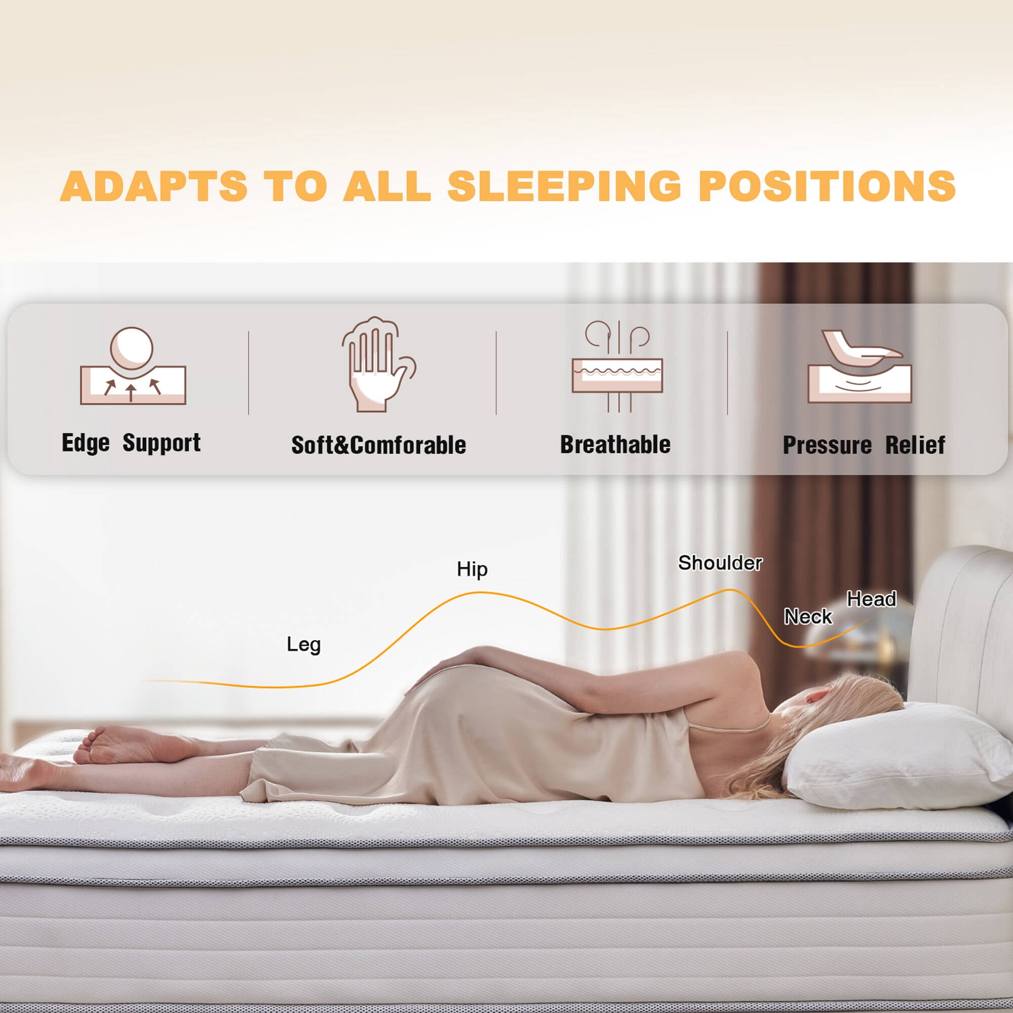 Madevos 10 inch Twin Mattress in a Box,Breathable Memory Foam & Individual Pocket Spring Hybrid Mattress,Medium Support,White