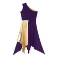 thumbnail image 5 of YONGHS Women's Metallic Color Block Praise Lyrical Dance Dress Sleeveless Liturgical Worship Tunic Dancewear Purple XXL, 5 of 7