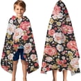thumbnail image 3 of Pioneer Flower Floral Print Pattern Hooded Bath Towel，60"x35" for Ages 3 To 12 Kids, Quick Dry Lightweight Soft Microfiber Hood Beach Towel Cover Up for Kids, 3 of 7