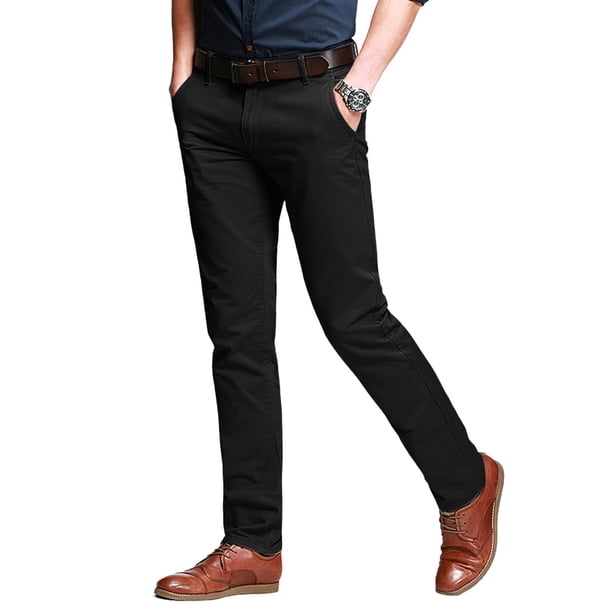Pantalones a juego con la parte delantera plana y ajustada para hombre, color negro, talla 32