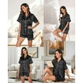 thumbnail image 5 of Short Sleeve Satin Pajama Set for Women - Button Down Sleepwear Top with Shorts Valentine's Gift Pajamas Set 2 Piece Silk Loungewear,S-XXL, 5 of 13