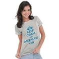 thumbnail image 3 of Keep Calm Mermaid On Beach Day Cute Womens Fitted Plus Size Graphic Tee Brisco Brands 3X, 3 of 5