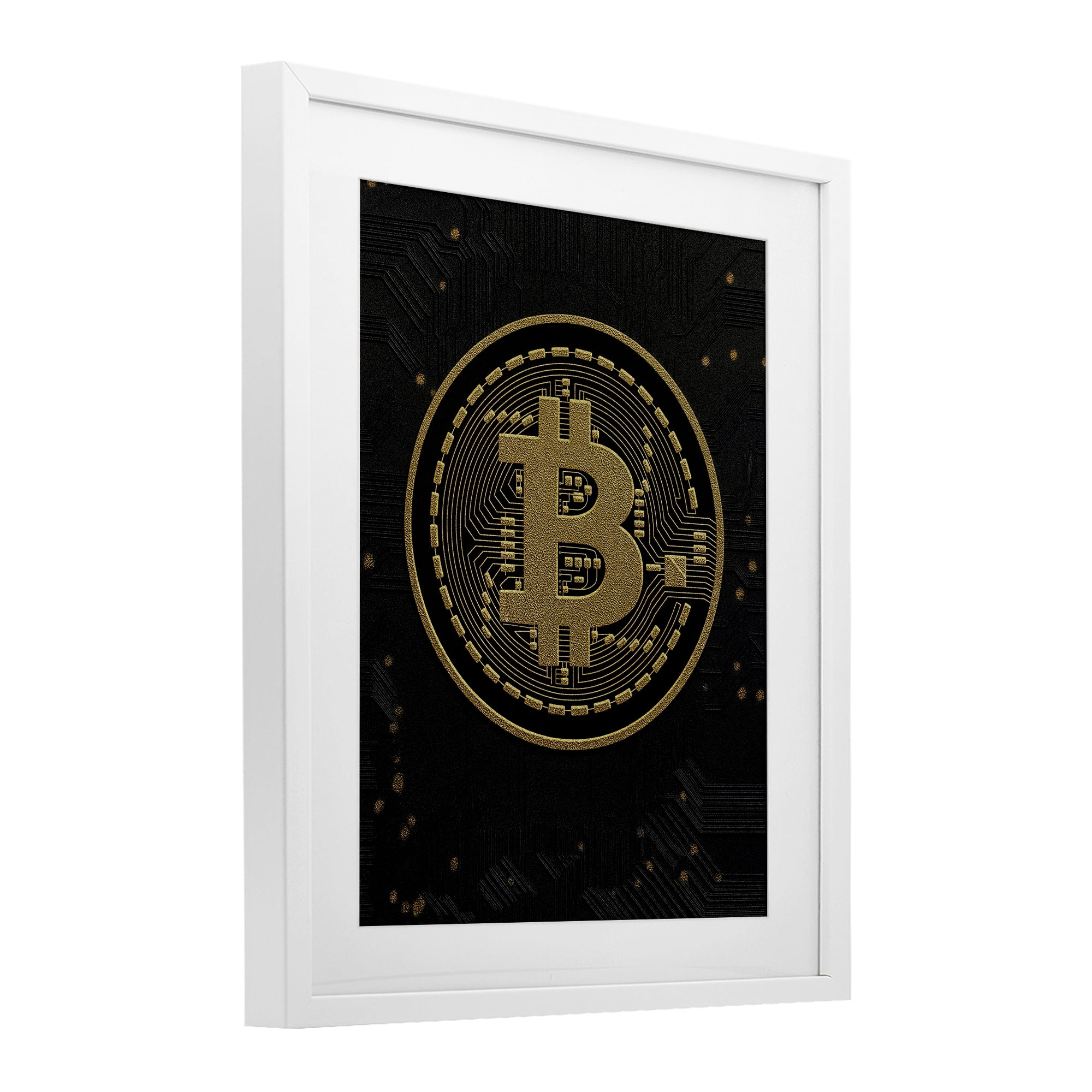 Stupell Industries Bold Golden Digital Currency White Framed Print Under Glass, design by Svetlana Aleynikova
