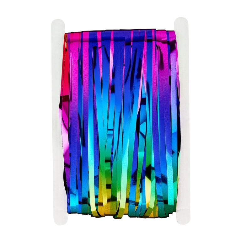 Rainbow Foil Fringe Party Curtain, Multi-Color Backdrop Decoration