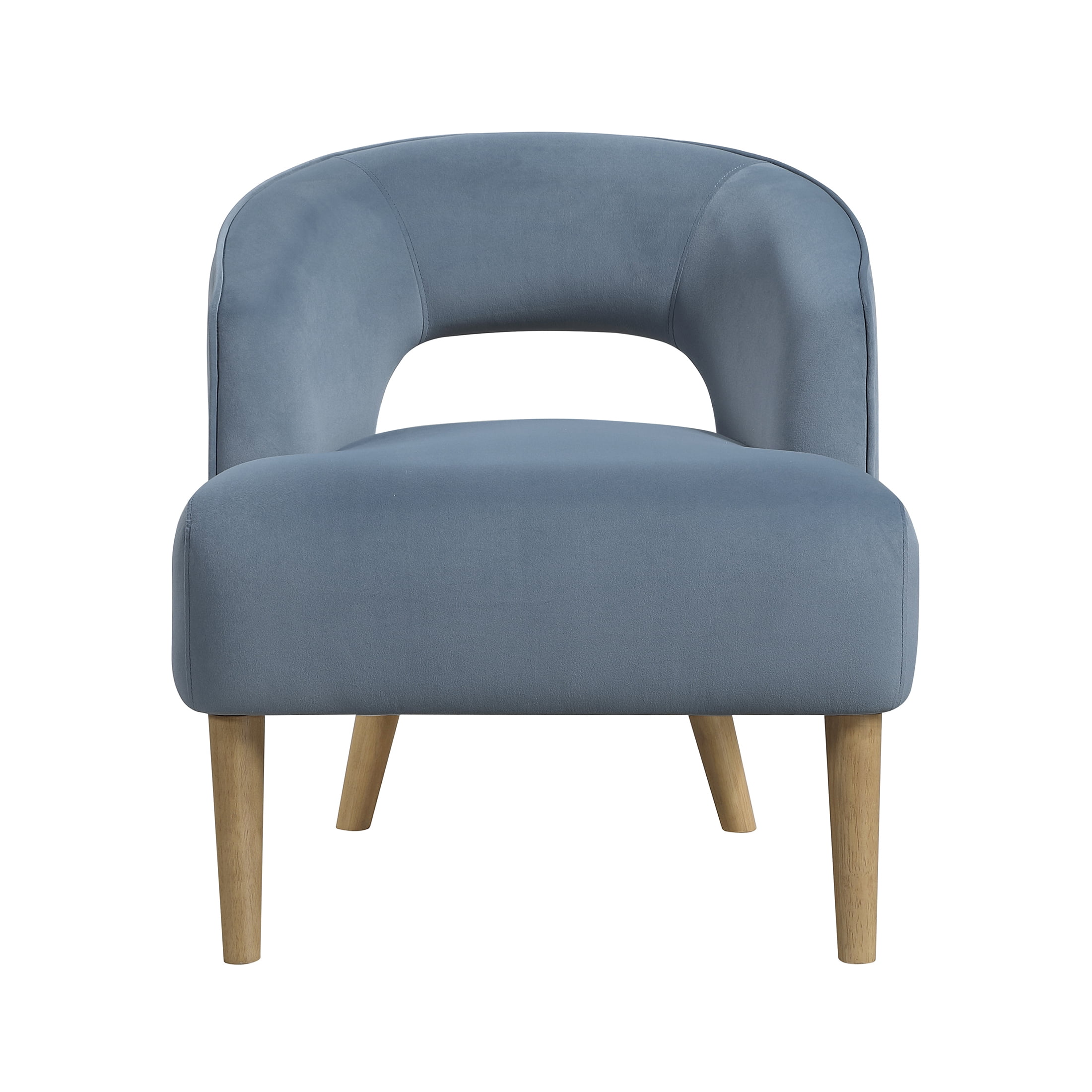 OakvillePark Mirawood Velvet Barrel Accent Chair, Blue