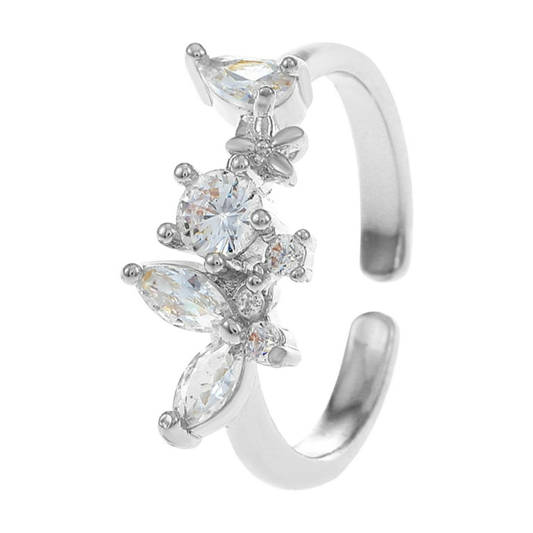 Valentines Day Gifts Crystal Butterfly Ring Female Fashion