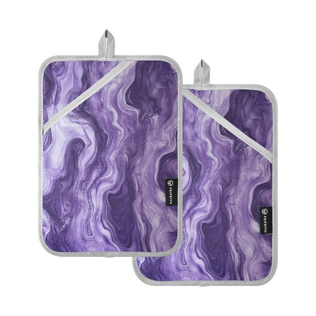 

Two Pieces Of Square Heat Insulation Pad Oven Mitts 7x9.8 Inch Oven Microwave Kitchen Cooking Baking Purple Lava