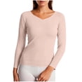 thumbnail image 2 of Miqool Womens Long Sleeve Thermal Shirts Casual V Neck Soft Stretchy Breathable Lightweight Base Layer Underwear Top, 2 of 6