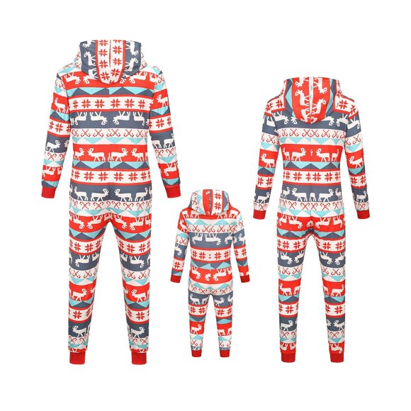 Family Look Christmas Pajamas Jumpsuit Deer Christmas Gifts White Long Sleeve Active Matching Outfits