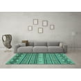 thumbnail image 3 of Ahgly Company Machine Washable Indoor Rectangle Oriental Turquoise Blue Modern Area Rugs, 4' x 6', 3 of 4