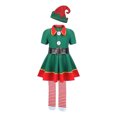 thumbnail image 1 of Disfraces Elfo Navidad Fiesta Vestirse Trajes Disfraz Cosplay para Adultos Niñas Carnaval Verde, 1 of 9