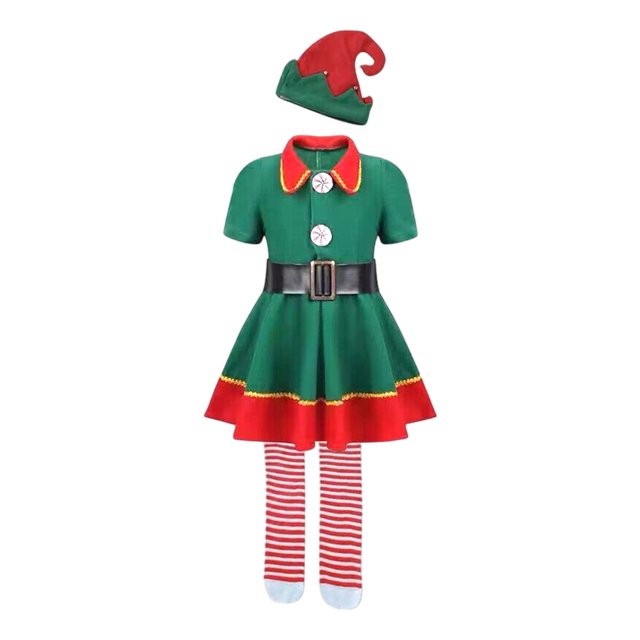 Disfraces Elfo Navidad Fiesta Vestirse Trajes Disfraz Cosplay para Adultos Niñas Carnaval Verde