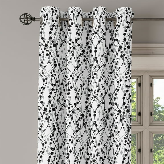 Ambesonne Geometric Grommet Curtain Single Panel, Eighties Inspirations, 50"x60", Black Grey White