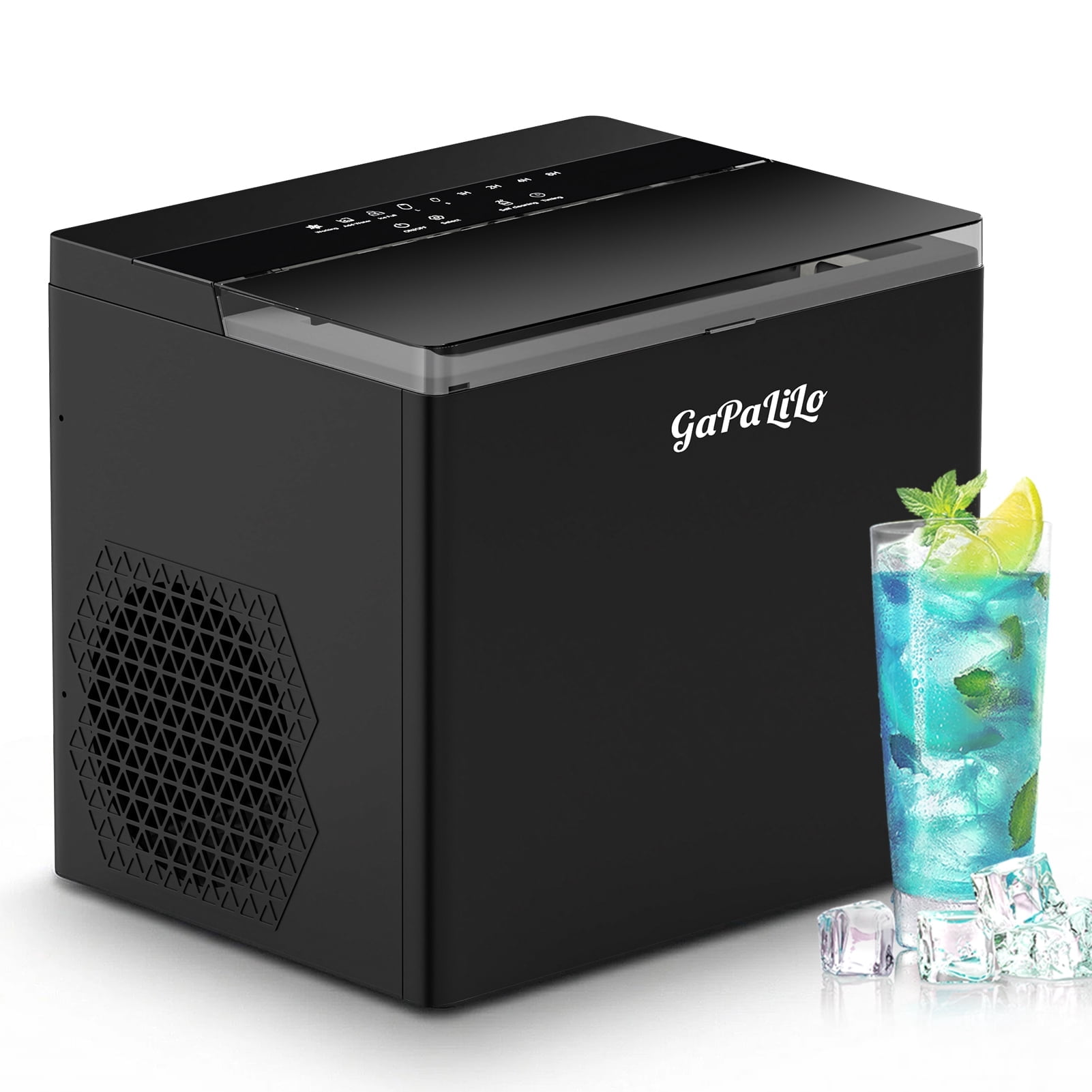 Countertop Ice Maker Machine, 26lbs in 24 Hours, 9 Bullet Ice Cubes in 6 Mins, Portable Compact with Self-Cleaning, Ice Basket and Scoop Included for Home/Kitchen/Camping/RV, Black